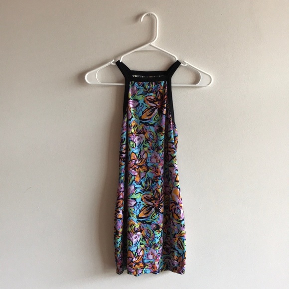 Haoduoyi Tropical Print Halter Mini Dress - Picture 1 of 3
